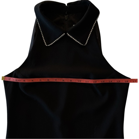 TRINA TURK Little Black Dress w Rhinestone Trimmed Collar | Sleeveless Sheath 0 - Picture 6 of 9